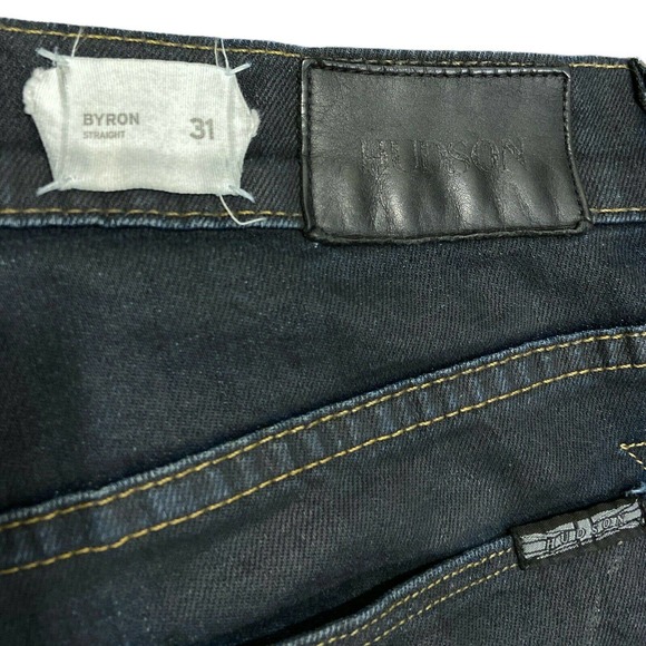 Hudson‎ 31x34Byron 5 Pocket Straight Dark Blue Flex Denim Button Fly Distressed - Picture 7 of 7
